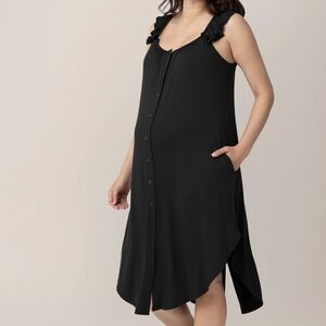 Kindred Bravely Black Ruffle Strap Labor and Delivery Gown